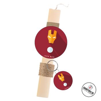Λαμπάδα Χειροποίητη Αρωματική Ironman με μπρελόκ | Δώρα για παιδιά στο Gadget Box