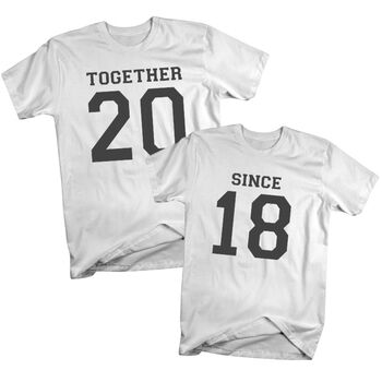 T Shirts για Ζευγάρια Together Since Προσωποποιημένο Λευκό | T-Shirts & Hoodies στο Gadget Box