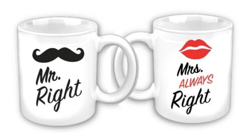 Κούπες για ερωτευμένους Mr Right and Mrs Always Right | Κούπες στο Gadget Box