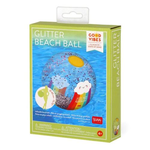 Φουσκωτή μπάλα παραλίας με glitter Rainbow | Παιχνίδια στο Gadget Box